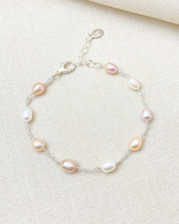 St Catherines Pink Pearl Station Bracelet - Marshcreekjewelry