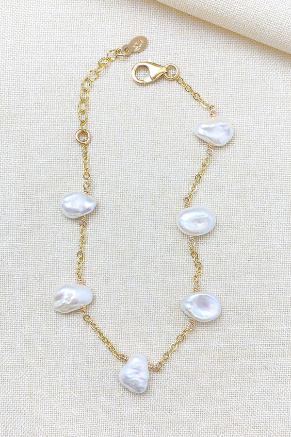 White Keshi Pearl Bracelet - Marshcreekjewelry