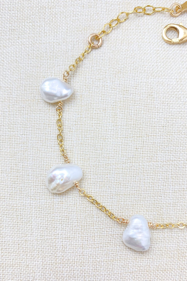 White Keshi Pearl Bracelet - Marshcreekjewelry