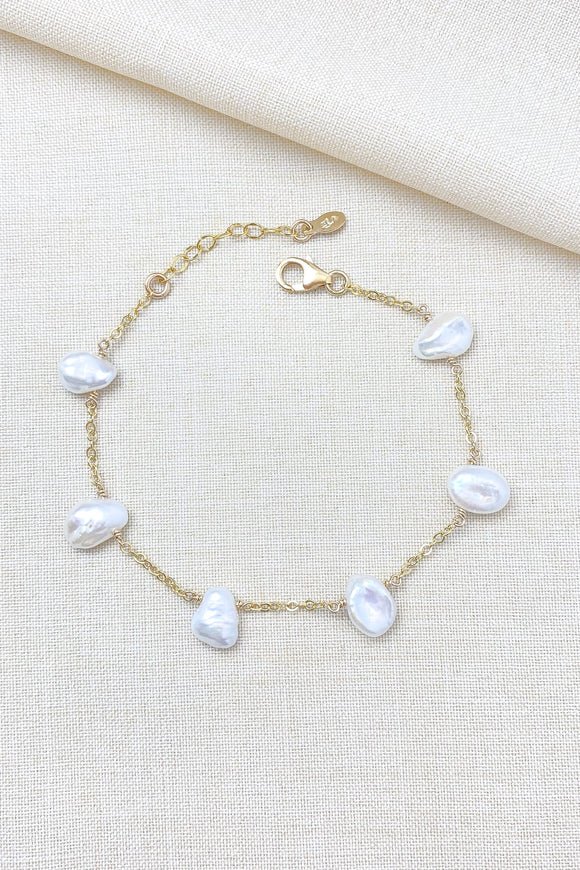 White Keshi Pearl Bracelet - Marshcreekjewelry