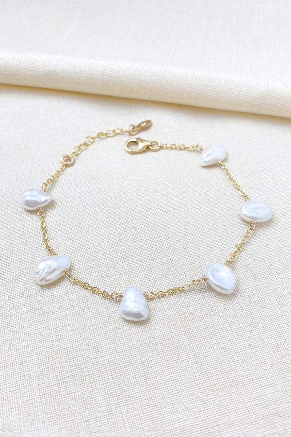 White Keshi Pearl Bracelet - Marshcreekjewelry