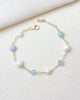 Aquamarine and Pearl Station Bracelet - Marshcreekjewelry