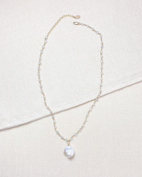 Baroque Pearl and Aquamarine Necklace - Marshcreekjewelry