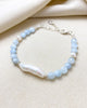 Blue Aquamarine and Stick Pearl Bracelet - Marshcreekjewelry