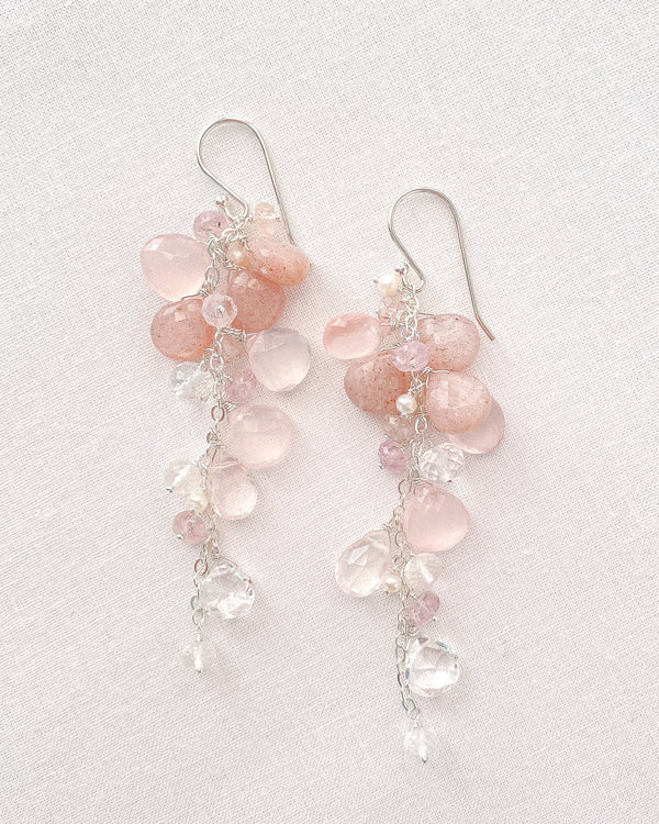 Cascading Soft Pink Gemstone Earrings - Marshcreekjewelry