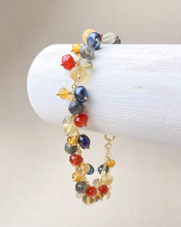 Citrine and Labradorite Gemstone Charm Bracelet - Marshcreekjewelry