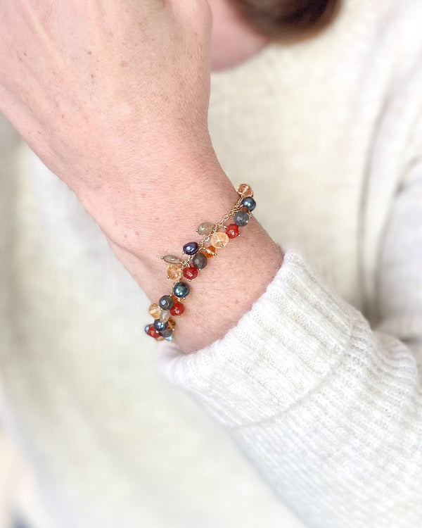 Citrine and Labradorite Gemstone Charm Bracelet - Marshcreekjewelry