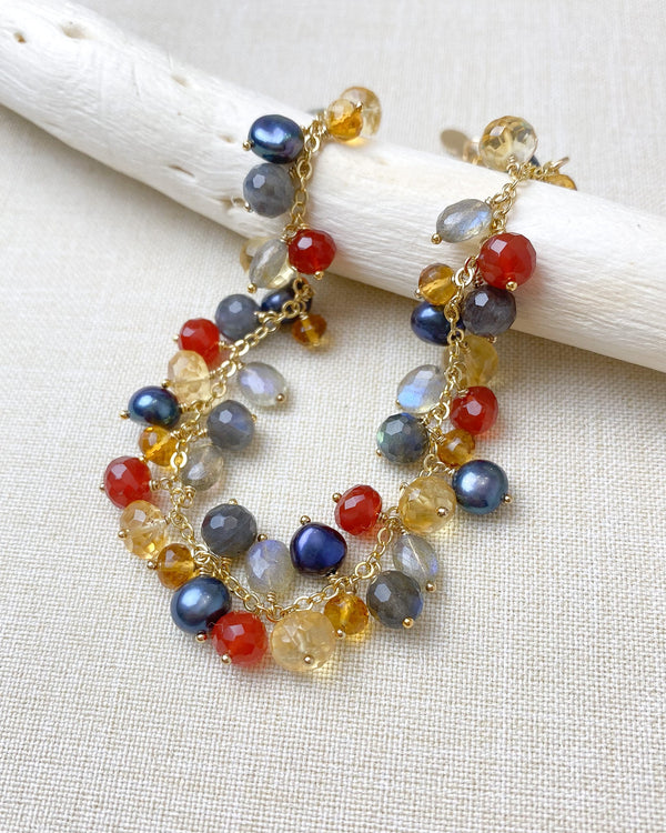 Citrine and Labradorite Gemstone Charm Bracelet - Marshcreekjewelry