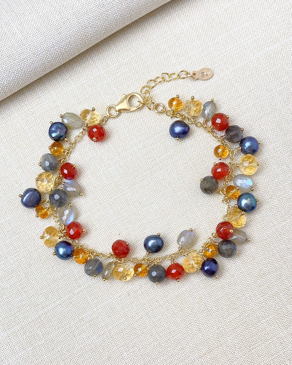 Citrine and Labradorite Gemstone Charm Bracelet - Marshcreekjewelry