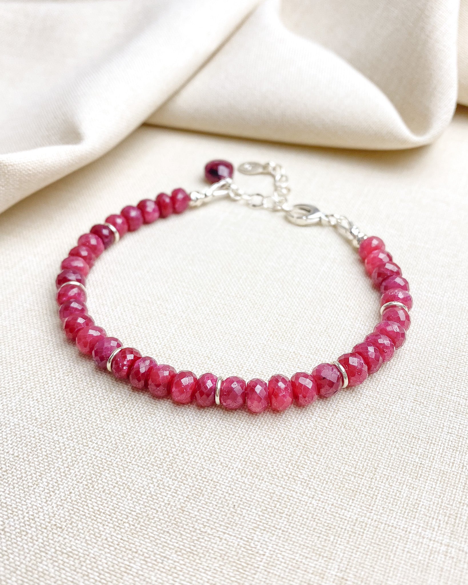Birthstone Bead Bracelet In Ruby | 14k Gold | EF Collection — EF Collection®