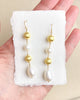 Festive Pearl and Gold Bead Drop Earrings - Marshcreekjewelry