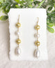 Festive Pearl and Gold Bead Drop Earrings - Marshcreekjewelry