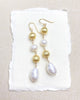 Festive Pearl and Gold Bead Drop Earrings - Marshcreekjewelry