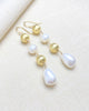 Festive Pearl and Gold Bead Drop Earrings - Marshcreekjewelry