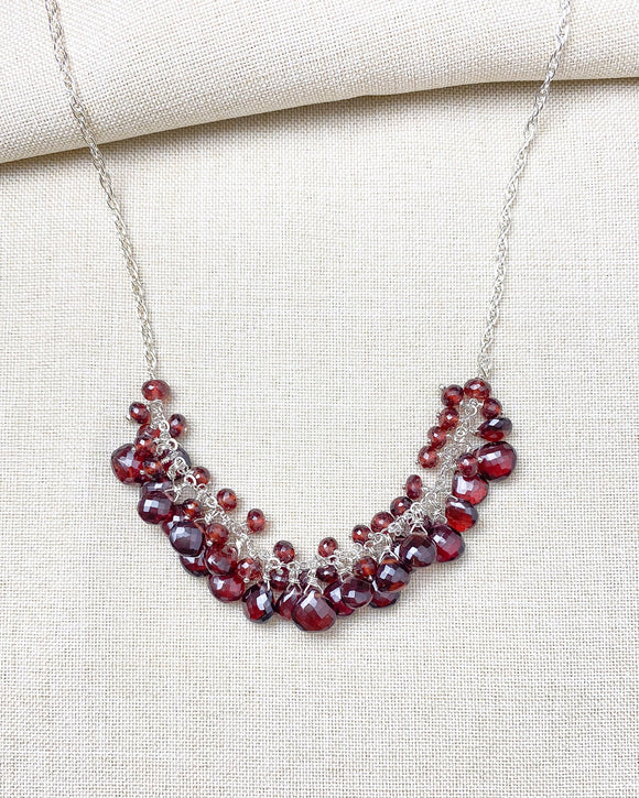 Garnet Cluster Necklace - Marshcreekjewelry