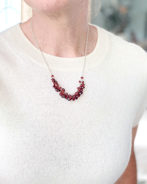 Garnet Cluster Necklace - Marshcreekjewelry