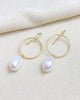 Gold Circle and Pearl Drop Earrings - Marshcreekjewelry