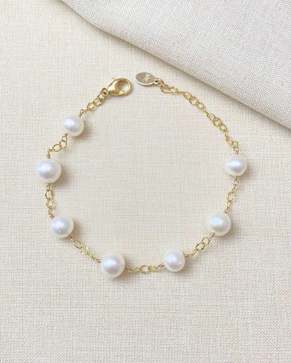 Gold Freshwater Pearl Station Bracelet - Marshcreekjewelry