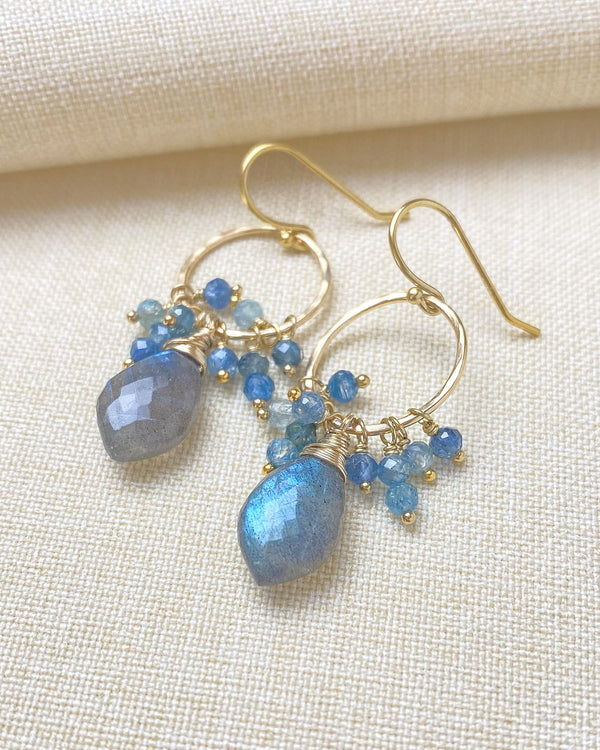 Labradorite Cluster Drop Earrings - Marshcreekjewelry