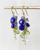 Lapis and Peridot Cluster Drop Earrings - Marshcreekjewelry