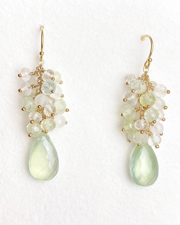 Luxe Prehnite Gemstone Cluster Earrings - Marshcreekjewelry