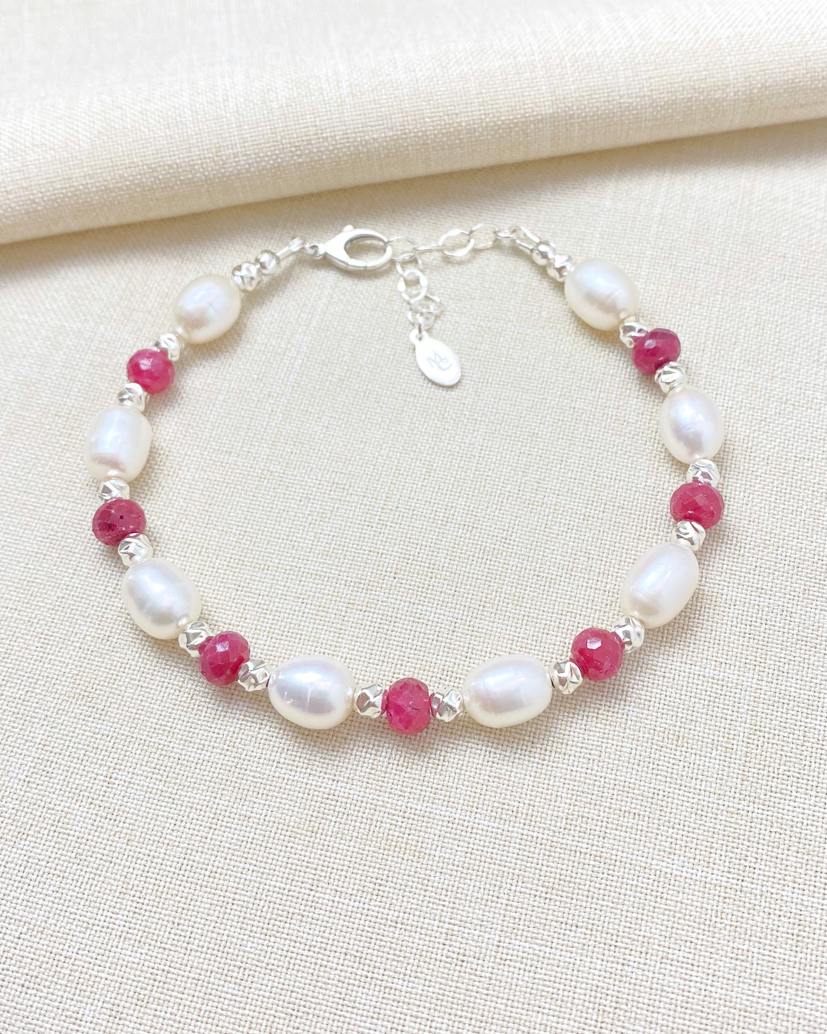 Ruby and 2024 pearl bracelet