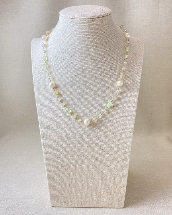 Pearl and Prehnite Beaded Necklace - Marshcreekjewelry