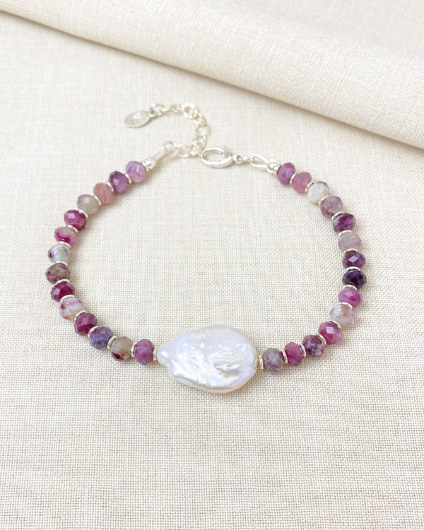 Rubellite Tourmaline and Pearl Bracelet - Marshcreekjewelry