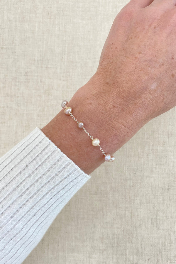 St Catherines Pink Pearl Station Bracelet - Marshcreekjewelry