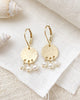 Sunbury Gold Hammered Disc and Pearl Earrings - Marshcreekjewelry